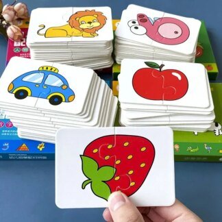 Card Matching Puzzle 32 Pcs Paper Tangram Board 13.7x10.3cm