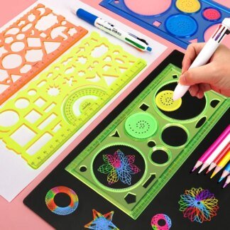 Spirograph Drawing Stencils Set Plastic Ruler 14.5x7cm Kids Art Toy