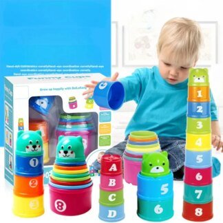 Stacking Cups Toy Set Stacks to 14.6 Inches BPA Free ABS