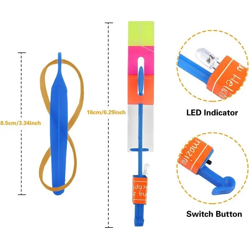 LED Rocket Slingshot Toy with Rubber Band Launcher, Flies 20m - Image 4
