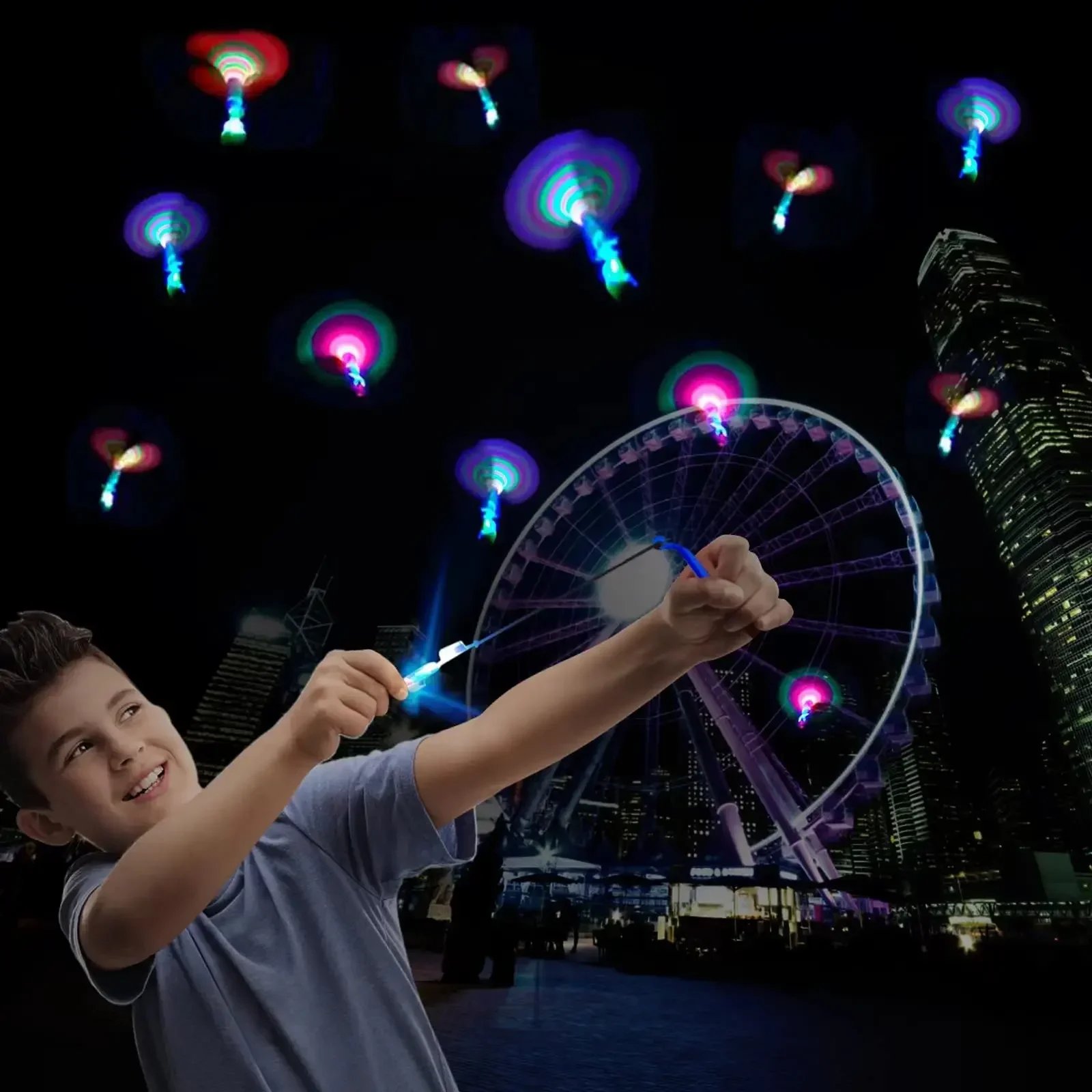 LED Rocket Slingshot Toy with Rubber Band Launcher, Flies 20m - Image 3