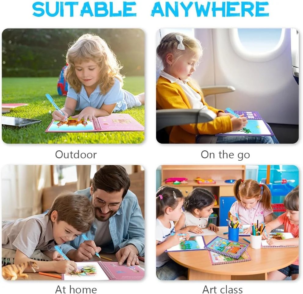 Reusable Water Drawing Book with Refillable Water Pen for Kids - Image 6