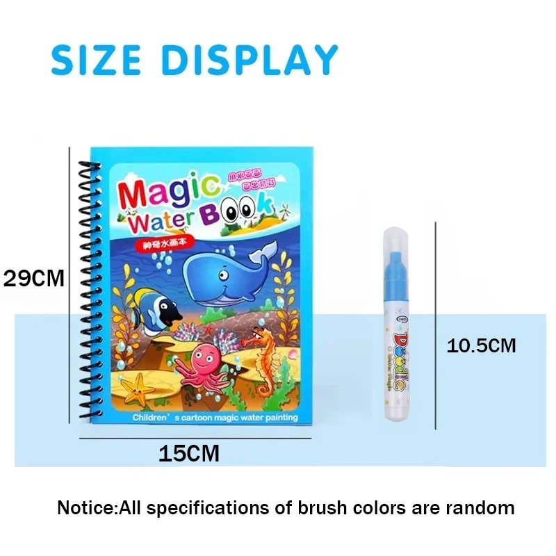Reusable Water Drawing Book with Refillable Water Pen for Kids - Image 2