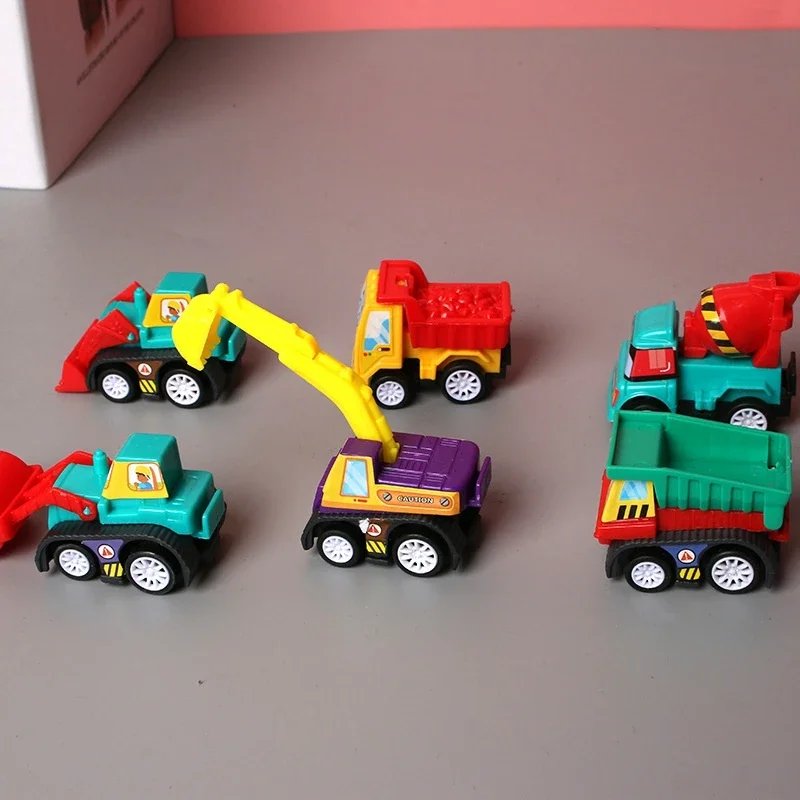 Pull Back Mini Cars 6pc Set Diecast Fire Truck Taxi Toy Vehicles - Image 3